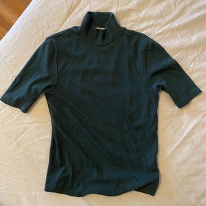 Marine Layer Lexi Rib Mock Neck Top in Green Gables